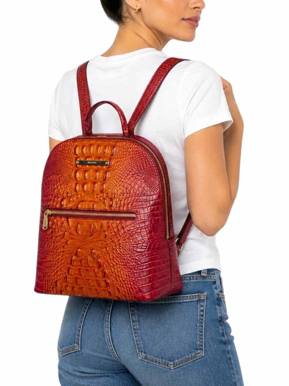 Brahmin Felicity Melbourne Leather Backpack Passion Fruit Sunset